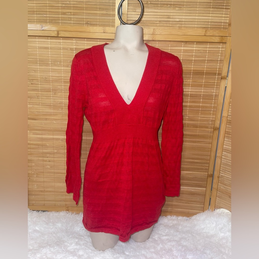 Banana Repubkic red long sleeve lightweight sweater empire waist top shirt M